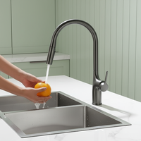 Keran Dapur Modern Satu Gagang Tarik Turun dengan Inti Katup Keramik Pemasangan Satu Lubang untuk Penggunaan Hotel