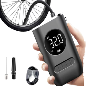 Nouvelle conception de pompe à air automatique USB portable pour pneus de voiture et de vélo - Utilisation en extérieur, matériau plastique, prise en charge du français, garantie 1 an - Product Image 1
