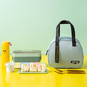 Sac à lunch isotherme de taille moyenne avec logo personnalisé, glacière tissée pliable pour la préparation de repas pour le bureau et les aventures en plein air - Product Image 5