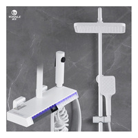 Nouvel ensemble de robinetterie de bain et de douche thermostatique intelligent en acier inoxydable avec jet de pluie massant et barre coulissante