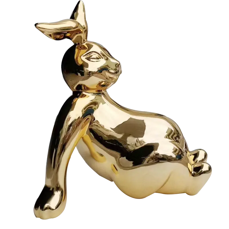 Mode Einrichtungs gegenstände Golden Polish ing Edelstahl Kaninchen Skulptur