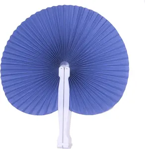 Wholesale Cheap Navy Blue Plastic Round Fan Chinese Fan With Plastic Handle For Summer