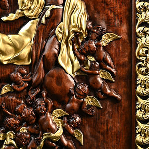 Panel de Relieve de Madera del Asunción Católica de la Virgen María, Arte Mural Rectangular de la Ascensión de la Virgen con Ángeles para Decoración de Altar de Iglesia - Product Image 5