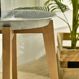 High Quality Farmhouse Indoor <b>Rustic</b> Round Wood Leg Metal Tray Side <b>Coffee</b> <b>Table</b> - Product Image 6