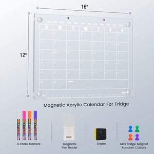 <span class=keywords><strong>Planificador</strong></span> mensual magnético de acrílico, <span class=keywords><strong>planificador</strong></span> semanal, calendario, pizarra blanca, borrado en seco, transparente - Product Image 3