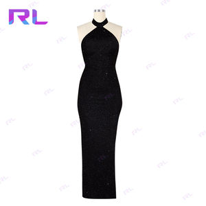 <span class=keywords><strong>Abito</strong></span> da donna personalizzato blu lusso senza maniche con strascico corea da donna in <span class=keywords><strong>raso</strong></span> di seta Maxi <span class=keywords><strong>abito</strong></span> estivo <span class=keywords><strong>lungo</strong></span> con paillettes - Product Image 2