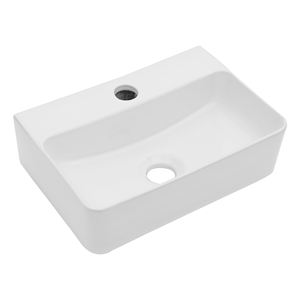 US Stock Kostenloser Versand Weiß Keramik Waschbecken <span class=keywords><strong>14</strong></span> Zoll Wandbehang Kunst becken Moderne Waschbecken Wand halterung Hand wasch schüssel - Product Image 2