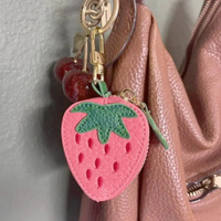 Gantungan Kunci Carabiner Kulit PU Merek Tianxin yang Tahan Lama, Ramah Lingkungan, dan Lucu Berbentuk Buah untuk Ulang Tahun (Stroberi, Lemon, Apel)