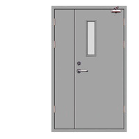 Porte coupe-feu en acier à double battant sur mesure, avec fenêtre d'observation, pour hôtel, école, bâtiment commercial, directement de l'usine