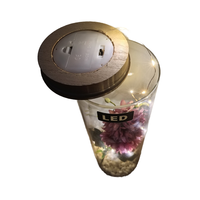 Lampe de nuit moderne en verre avec fleurs artificielles, LED cuivre 5V blanc chaud, piles AAA, pour chambre à coucher, fête des mères, Saint-Valentin, mariage