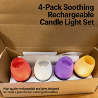 Ensemble de lampes d'ambiance (lot de 4) – Lampes à bougie rechargeables à commande tactile avec lumière LED à changement de couleur et chargeur de base