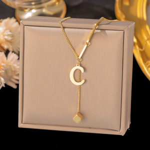 Jachon alla moda 26 lettera ciondolo in acciaio inox collana a forma di <span class=keywords><strong>Y</strong></span> con iniziale non sbiadisce gioielli moda gioielli collane - Product Image 6