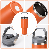 Gourde de voyage personnalisée de 30 oz avec couvercle à bec verseur en acier inoxydable, poignée de transport pliable, double paroi sous vide pour le bureau et l'université