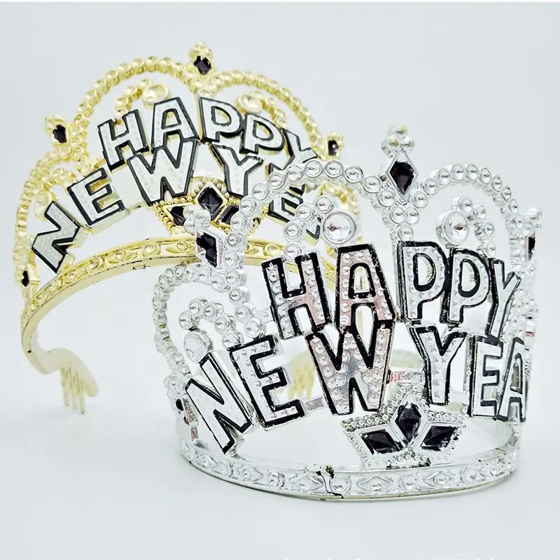 Yiwu Plastic Tiara Suppliers Happy New Year's Tiara Princess Tiara Crown Party Accessories