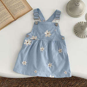 Gaun Musim Panas Tanpa Lengan untuk Bayi Perempuan dengan Bordir Bunga, Pakaian Tanpa Lengan dengan Kancing, Pakaian Anak yang Imut untuk Balita. - Product Image 3