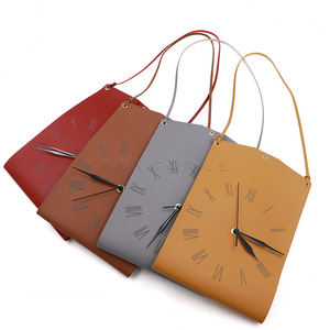Modern <b>Art</b> <b>Clock</b> Wall Hanging Retro Leather Personalized Living Room Bedroom Silent <b>Clock</b> Trendy Bag-Shaped Creative Wall <b>Clock</b> - Product Image 3