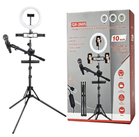 Nouvelle lampe annulaire LED noire QX-260S de 10 pouces pour photographie et vidéo, ensemble de lumière annulaire LED à intensité réglable pour kit de vlogging