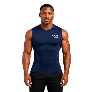 Custom <b>Men's</b> Sleeveless <b>Compression</b> Gym <b>Shirt</b> Quick Dry Moisture Wicking Muscle Fit Athletic Workout Training Sports Top - Product Image 3