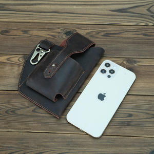 Sac banane rétro en cuir de vache véritable Andong, style Crazy Horse, pour homme, idéal pour les activités de plein air et le sport, avec pochette pour téléphone et portefeuille. - Product Image 6