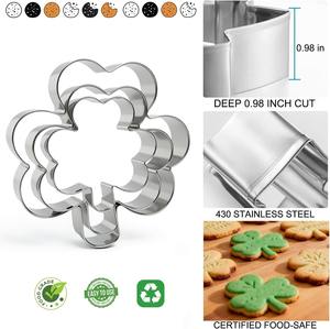 Juego de Cortadores de Galletas Metálicos para el Día de San Patricio, Formas de Tréboles y Tréboles de Cuatro Hojas, Molde de Galletas de Acero Inoxidable - Product Image 2