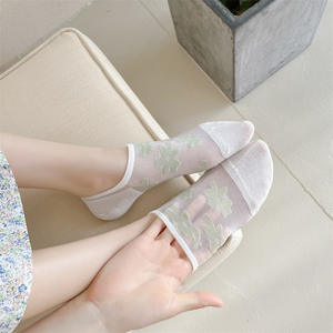 Chaussettes transparentes en coton pour femmes, fines, fraîches et fraîches, antidérapantes, sans spectacle, été, - Product Image 5