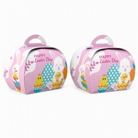 Boîte à pignon de Pâques personnalisée écologique avec gaufrage, en carton ivoire recyclable, motif lapin pastel, pour bonbons et œufs, fabrication OEM