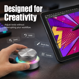 SIKAI Contrôleur Rotatif Sans Fil Programmable avec Bouton Macro RGB en Aluminium, Molette de Raccourcis Personnalisable pour l'Édition Vidéo, la Conception Audio et le Codage - Product Image 5