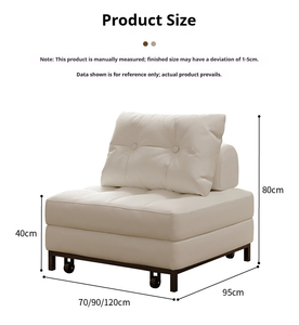 Mueble Multifuncional, Sofá Cama Individual <span class=keywords><strong>de</strong></span> Cuero, Sofá Cama Convertible Minimalista Italiano, Sillón Plegable - Product Image 2