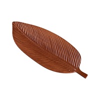 Assiettes en bois en forme de feuille, style japonais, écologiques, en noyer d'Amérique du Sud, avec motif végétal