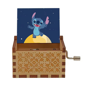 Boîte à musique en bois à manivelle créative <span class=keywords><strong>de</strong></span> style <span class=keywords><strong>dessin</strong></span> <span class=keywords><strong>animé</strong></span>, gravée au laser, avec des chansons chrétiennes - Product Image 1