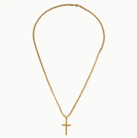 Chaîne torsadée imperméable et sans ternissement Bijoux chrétiens Collier pendentif croix en acier inoxydable plaqué or PVD 18 carats pour hommes et femmes