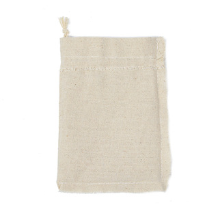 Vente en gros de pochettes en coton et lin personnalisées à double cordon, de plusieurs tailles, pour bijoux, cadeaux, en mousseline de coton biologique, sac à cordon en toile de coton - Product Image 3