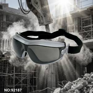 Lunettes de sécurité anti-poussière personnalisées EN ISO 16321-1 Cadre TPR double injection Bande élastique Lentille PC transpa - Product Image 1