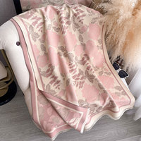 Nouvelle Collection 2027 : Écharpe d'hiver pour femme, motif floral, chaude, coupe-vent, avec pompons, longue, effet cachemire, châle élégant