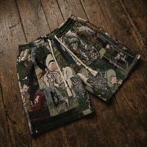 Pantaloncini da Uomo in Tessuto Jacquard di Cotone e Poliestere, Stile Vintage con Grafiche, Casual Estivi da Spiaggia, Vendita Diretta dalla Fabbrica - Product Image 2