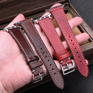 Верхний слой из воловьей кожи, масляный воск из натуральной кожи, ремешок для часов с разъемом из телячьей кожи, ремешок для часов для Apple - Product Image 5