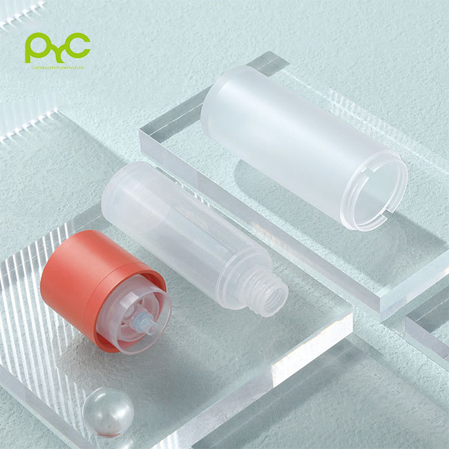 Hot Sale 15ml 30ml 50ml Orange Cap Airless PP Bottle Frosted Spray Bottle Face Wash Cream Plastic Bottle