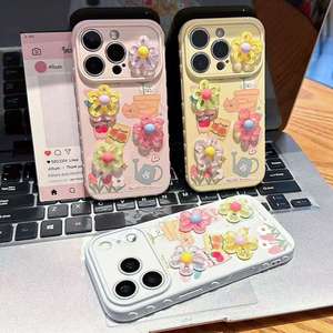 เคสโทรศัพท์ลายดอกไม้ 3 มิติ แฟชั่นสำหรับ iPhone 17 Air 16 15 14 13 Pro Max ลายหมีรักสวน ดีไซน์ดั้งเดิม IMD DIY ฝาหลังแบบแปลงร่างได้ - Product Image 2