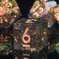 MINI PLANET Jeu de dés polyédriques en résine personnalisée de 7 pièces, fabriqué à la main, Dragon&Dungeon, jeu de société DND avec des bords tranchants