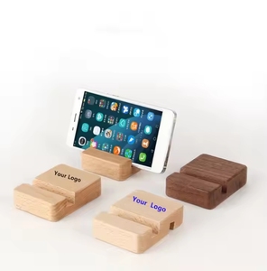 Custom Logo Wood Bamboo Desk Phone Holder <b>Stand</b> for Smart Phone Tablet Holder - Product Image 5