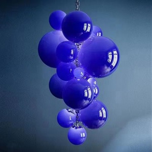 Lustre suspendu au plafond à LED au design nordique moderne Décoration <span class=keywords><strong>de</strong></span> la maison Boule <span class=keywords><strong>de</strong></span> verre colorée AC Grappe <span class=keywords><strong>de</strong></span> raisin Blanc Bleu Violet - Product Image 5