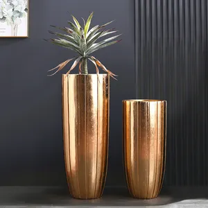 Vases de 90cm de haut pour la décoration intérieure Vase à fleurs de luxe Vases de sol en or Grande jardinière