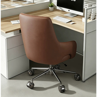 Chaise de bureau en cuir microfibre avec dossier solide et accoudoirs intégrés, chaise de bureau pivotante avec hauteur de siège réglable
