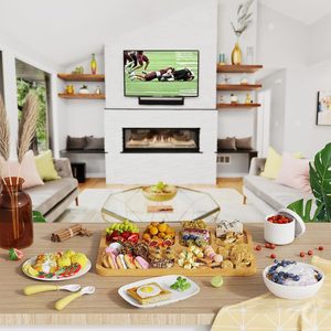 2-In-1 Milieuvriendelijk Groot Bamboe Charcuterie <span class=keywords><strong>Board</strong></span> Deksel Draagbare Reis Kaasplank Bedekt Dienblad Voor Keuken Snijden - Product Image 2