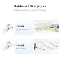 Controlador LED Wi-Fi CCT Inteligente IoT con Control por Voz, Dimmer PWM de 2 Canales DC5-24V, Sincronización Musical, Control Remoto RF Inalámbrico de Doble Canal SP547E