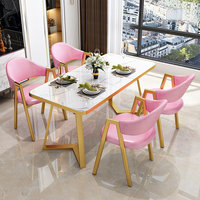 Ensemble de table basse rectangulaire de style nordique, luxe léger, et combinaison de chaises de salle à manger simples pour petite famille, idéal pour le thé et le lait, ensemble pré-assemblé.