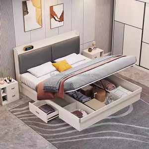Inexpensive Complete Studio Apartment Bedroom Furniture Set Space-Saving Storage <b>Bed</b> Nightstands <b>Sliding</b> Wardrobe & Vanity Desk - Product Image 4