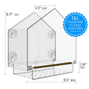 Toptan dekoratif şeffaf akrilik papağan kuş kafesi Pet kafesleri kuş evi besleyici ekran standı - Product Image 2