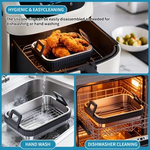 Best-Selling <b>Air</b> <b>Fryer</b> <b>Baking</b> <b>Tray</b> & Mat with <b>Silicone</b> Handles Rectangular Shape for Home Use - Product Image 4