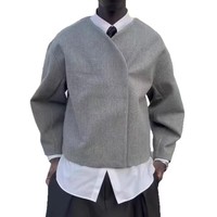 Veste polaire brodée vintage coupe-vent en polyester à motif uni pour homme, collection Europe & Amérique 2026